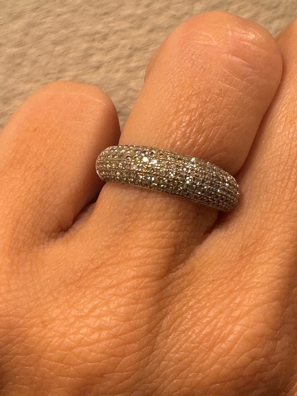 14k White Gold Micro Pave Diamond Ring Band
